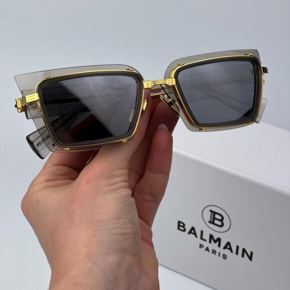 Balmain ADMIRABLE BPS-130B-52 Women BRAND NEW Sunglasses Titanium Grey Crystal - Picture 1 of 12